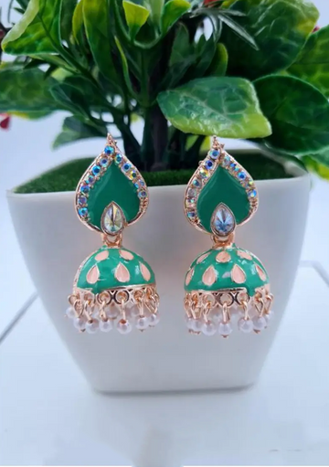 Aarvi Emerald Dome Jhumka Earrings