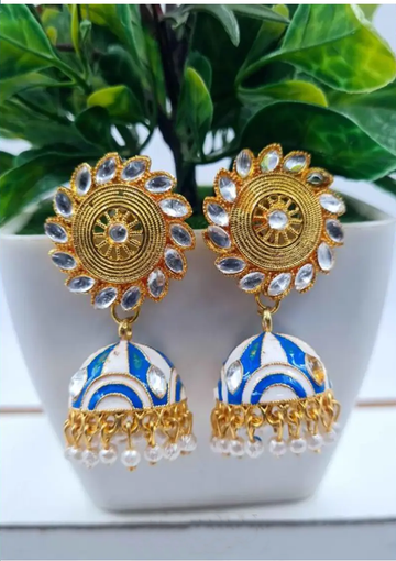 Rajasthani Kundan Jhumka Earrings – A Fusion of Tradition and Timeless Elegance