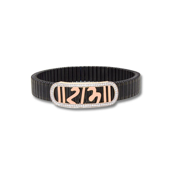925 Silver Men’s Bracelet – Floral Traditional Design with Black Band