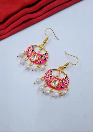 Noor Enamel Pearl Drop Earrings