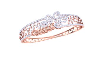 Royal Leaf Bloom 925 Silver Bangle for Women and Girls