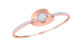 Radiant Circle Charm 925 Silver Bangle for Girls in Rose Gold & Gold Finish
