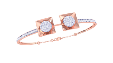 Elegant Dual Square 925 Silver Bangle for Girls in Rose Gold & Gold Finish