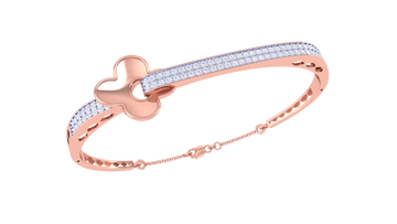 Elegant Clover Charm 925 Silver Bangle for Girls in Rose Gold & Gold Finish