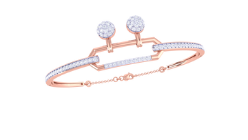Modern Geometric Sparkle 925 Silver Bangle for Girls in Rose Gold & Gold Finish