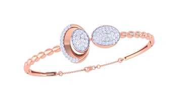 Elegant Twin Oval Sparkle 925 Silver Bangle for Girls in Rose Gold & Gold Finish