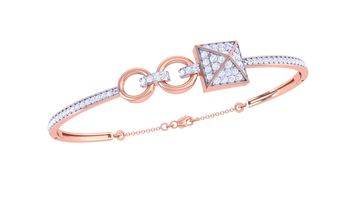 Chic Geometric Glam 925 Silver Bangle for Girls in Rose Gold & Gold Finish