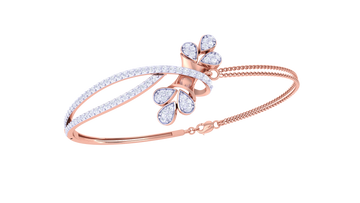 Petal Charm 925 Silver Bangle – Designer Bracelet for Girls in Rose Gold & Gold