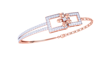 Floral Frame 925 Silver Bangle – Stylish Bracelet for Girls in Rose Gold & Gold