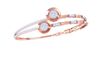 Modern Circle Charm 925 Silver Bangle Bracelet for Girls – Rose Gold & Gold Finish