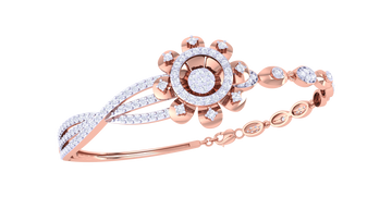 Floral Radiance 925 Silver Designer Bangle Bracelet for Girls – Rose Gold & Gold Finish