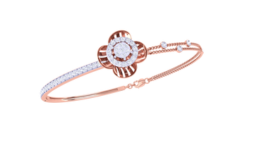 Elegant Blossom 925 Silver Bangle for Girls – Designer Floral Bracelet in Rose Gold & Gold