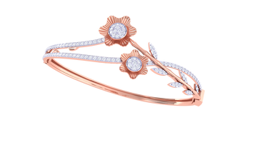 Floral Vine 925 Silver Bangle for Girls – Rose Gold & Gold Elegant Bracelet Design
