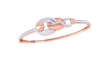 Glam Loop 925 Silver Bangle for Girls – Stylish Designer Bracelet in Rose Gold & Gold
