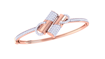 Glam Loop Link 925 Silver Bangle for Girls – Rose Gold & Gold Finish