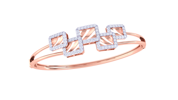 Geometric Shine 925 Silver Bangle for Girls in Rose Gold & Gold