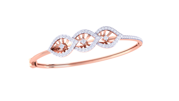 Elegant Petal Loop 925 Silver Bangle for Girls in Rose Gold & Gold Finish