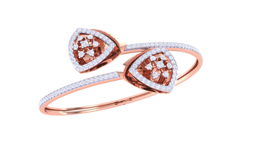 Glam Trilliant Bloom 925 Silver Bangle for Girls in Rose Gold & Gold Finish