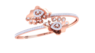 Blossom Crown 925 Silver Bangle for Girls in Rose Gold & Gold Finish