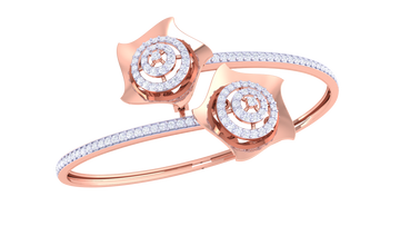 Rose Swirl 925 Silver Bangle for Girls – Elegant Designer Bracelet in Rose Gold & Gold