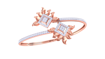 Sunshine Bloom 925 Silver Bangle for Girls – Floral Designer Bracelet in Rose Gold & Gold Finish