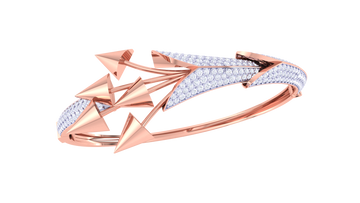 Bold Arrow Elegance 925 Silver Bangle for Girls – Modern Rose Gold & Gold Designer Bracelet