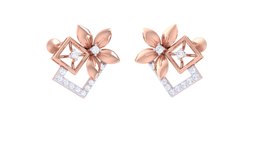 Blossom Charm 925 Silver Rose Gold Earrings
