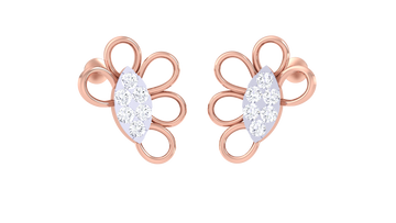 Petal Sparkle 925 Silver Rose Gold Earrings