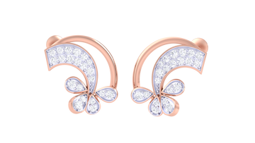 Celestial Curve 925 Silver Rose Gold Earrings