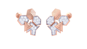 elegant rose gold 925 silver geometric diamond earrings for girls