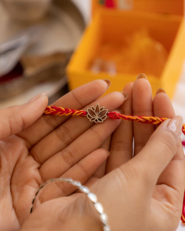Sterling Silver Lotus Rakhi – Sacred Floral Symbol of Purity & Protection