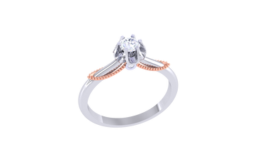 Eternal Bloom 925 Silver Couple Rings – Dual Tone Solitaire Design for Him & Her