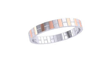 Timeless Harmony 925 Silver Couple Rings – Tricolor Pattern Matching Bands for Him & Her