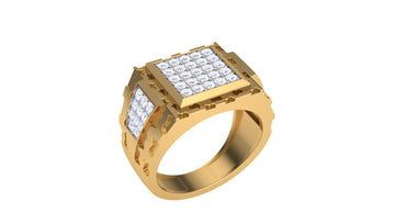 Noble Edge - 925 Sterling Silver Men's Square Ring