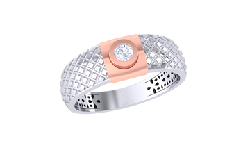925 Silver Grid Crown Couple Ring – Traditional Dome Shape