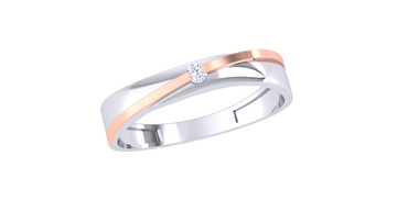 925 Silver Minimalist Traditional Couple Ring with Rose Gold Accent