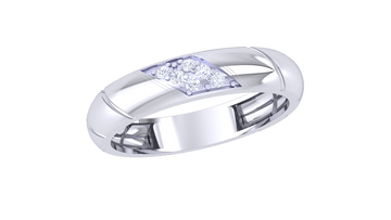 925 Silver Traditional Band Style Couple Ring with Cluster Diamond Setting