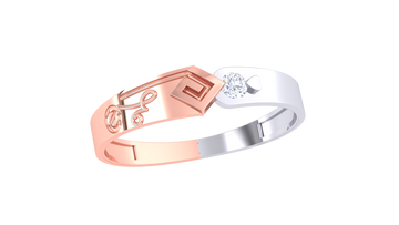 925 Silver Love Lock Couple Ring – Traditional Heart-Cut Dual Tone Band-