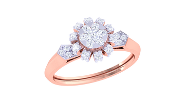 925 Silver Floral Cluster Engagement Ring – Traditional Round Shape Couple Ring