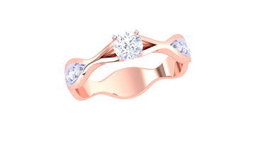 925 Silver Wave Band Engagement Ring – Traditional Round Shape Couple Ring