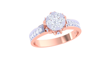 925 Silver Round Floral Diamond Couple Ring – Traditional Circle Shape