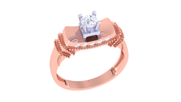 925 Silver Vintage Crown Solitaire Couple Ring – Traditional Round Shape