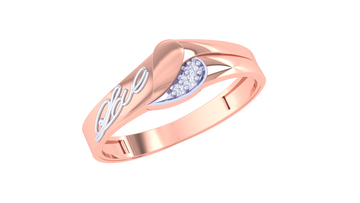 925 Silver Traditional Love Script Couple Ring – Heart-Inspired Rose Gold Design