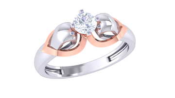 925 Silver Traditional Twin Heart Couple Ring with Solitaire – Timeless Love Symbol