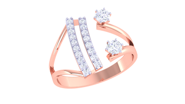 925 Silver Traditional Twin Solitaire Couple Ring – Rose Gold Elegant Design