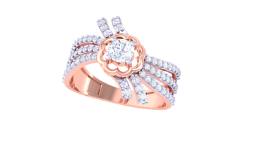 925 Silver Traditional Floral Statement Couple Ring – Rose Gold Finish