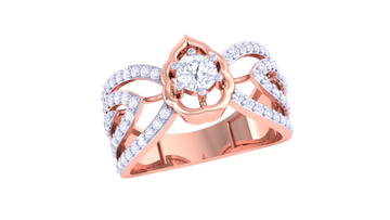 925 Silver Traditional Leaf-Inspired Couple Ring – Rose Gold Plated