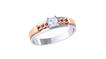 Stylish 925 Silver Couple Rings with Chain Link Design – Rose Gold & Gold Love Bands