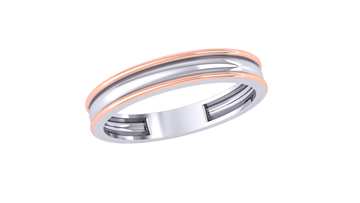 Elegant 925 Silver Couple Rings with Dual-Tone Band Design – Rose Gold & Silver Matching Love Bands