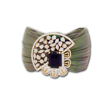 925 Silver Regal Floral Bracelet with Deep Violet Stone